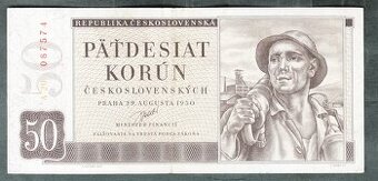 Staré bankovky 50 kčs 1950 pěkný stav
