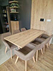 Rozkladací jedálenský stôl + 6 stoličiek