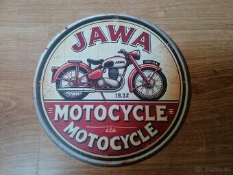 Plechová guľatá tabuľa Jawa motorky
