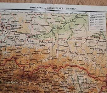 Neubertova mapa Slovensko a Zakarpatská Ukrajina 1945