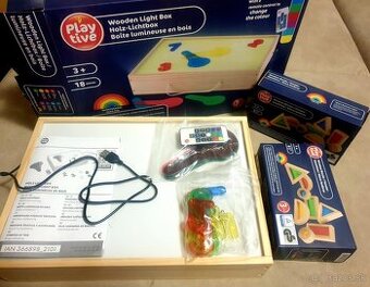 light box + bloky (2 sady farebnych priesvitnych tvarov)