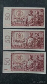 3x 50 Kčs 1964, stav N (UNC)