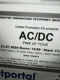 AC DC lístok Bratislava 21.7.2024