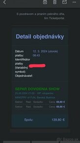 Separ koncert VIP listky BB Ministry Dovidenia show