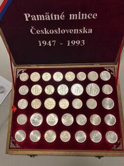 Sada komplet pamätné mince striebro 1947-1993 Českoslovens