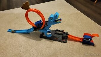 DRÁHA HOT WHEELS , SLUČKA,  VYSTREĽOVAČ , T-REX
