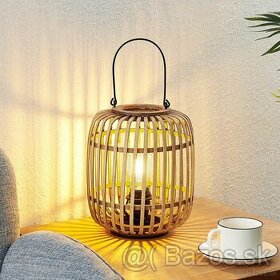 Stolná lampa z ratanu, prírodný Lindby Canyana