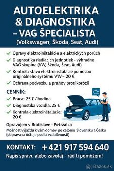 🔧 AUTOELEKTRIKA & DIAGNOSTIKA – VAG ŠPECIALISTA 🔧