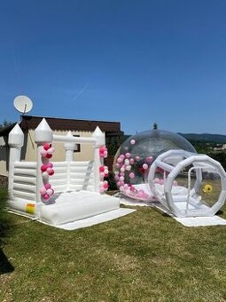 Skakací hrad biely & Bubble House -PRENÁJOM
