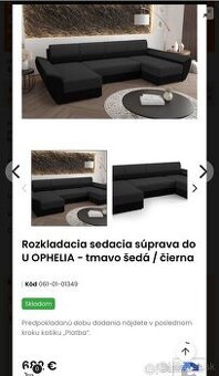 Predám úplne novú sedaciu súpravu v tvare U