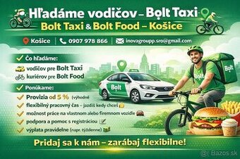 Hľadáme vodičov – Bolt Taxi & Bolt Food