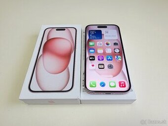 APPLE iPHONE 15 128GB PINK TOP STAV, BATERKA 100%