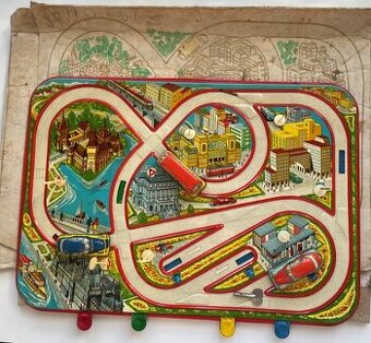 Plechová retro autodráha