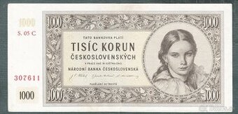 Staré bankovky 1000 kčs 1945 pěkný stav