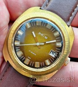 Československé Retro Vintage hodinky PRIM Hnedé zo 70. rokov - 1