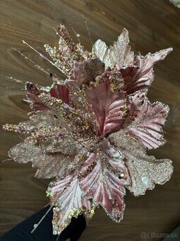 Luxusné dekoračné vetvičky – ružovo-zlaté, trblietavé