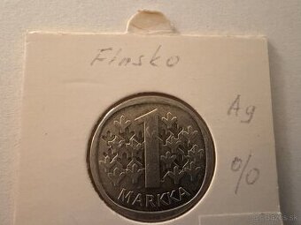 Strieborná minca 1967 Fínsko 1 Markka (0.350 Ag)