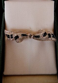 Briliantová zlatá brošňa Art Deco cca 1,05 ct  s ónyxmi ?