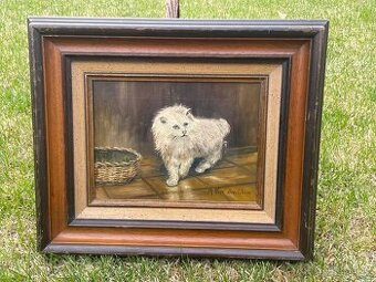 starý obraz -mačka