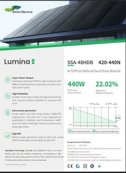 SolarSpace 440W Fotovoltaicke panely