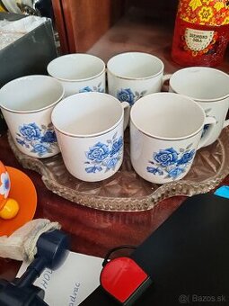 Porcelán šálky 3dcl modré rúže