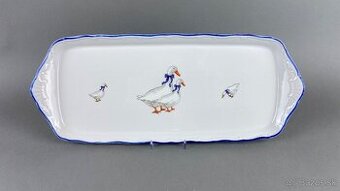 Podnos porcelánový s motívom husí, modrá linka