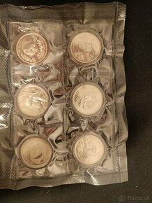 Sada 6 strieborných 🪙 čínska panda 5 Yuan 1993 - 1998