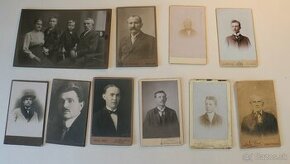 Staré fotografie na kartóne - kabinetky 10ks - muži - 1