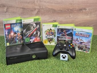 Xbox 360 Slim, 1 ovládač, 5 hier