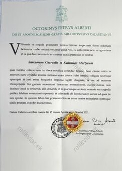 Relikviár s relikviou Svätý Caerealis a Svätá Sallustia