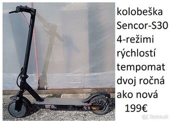 Predám dvojročnú elektrickú kolobežku 4-rýchlosti tempomat