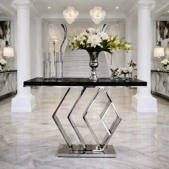 Strieborná newyorská konzola 140x40x83