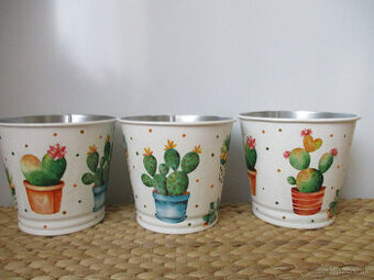 Plechový kvetináčik kaktusový