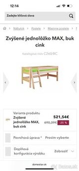 posteľ Domestav - zvýšené jednolôžko