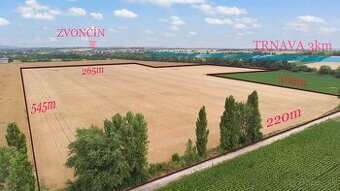 PREDAJ VEĽKÝ POZEMOK - TRNAVA - ZVONČÍN - 147.000 m²