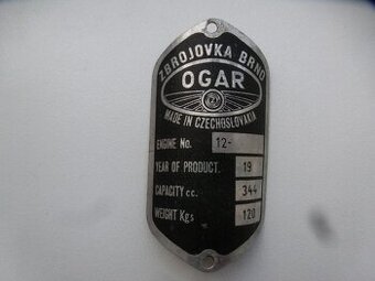 Ogar 350 štítok.