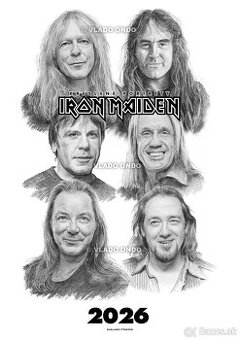 unikátny kreslený kalendár portrétov Iron Maiden 2026