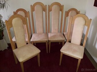 Drevené bukové čalúnené stoličky 6ks + návleky