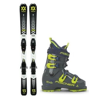 Detské zjazdové lyže VÖLKL 120 + lyžiarky Fischer