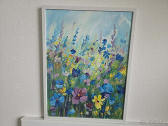 Akryl na akvarelovom papieri, ramik 30x40cm, motív : Lúka