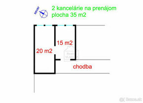 ✳️ Kancelárske priestory, 2 miestnosti - 35 m2, v centre ✳️ - 1