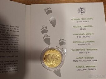 Minca zlatá 250 Dollars - Fauna a flóra - motív fauna