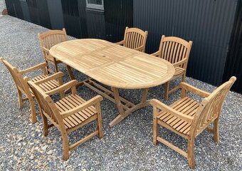 TEAK - Exkluzivny set - pre 6 osob - s kreslami