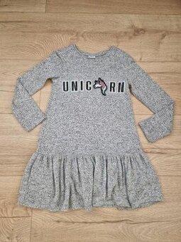 2x Saty H&M 122/128 pasiky, unicorn 128/134 sive ff