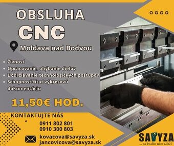 Pridajte sa k nám ako SZČO na CNC ohraňovací lis 11,50€ hod