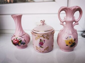 Ružový porcelán 3 kusy