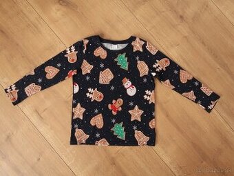 Vianočné tričko LINDEX 122 (6-7r.) perníky (sedí 116/122)