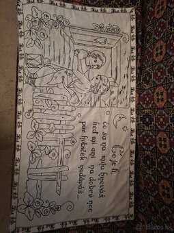 Originálne vyšívané ľudové textílie nástenky - vintage