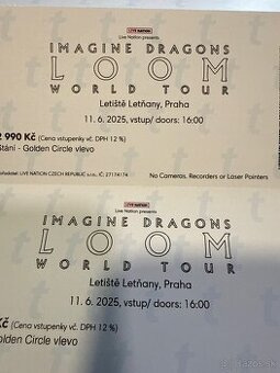 Na predaj 2 lístky imagine dragons