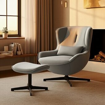 LOREN-360-stupňové otočné kreslo s podnožou